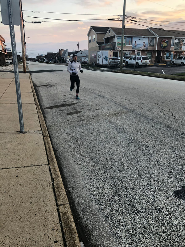 Runner in the 2019 Brigantine, New Jersey Reverse Super Sprint Triathlon.