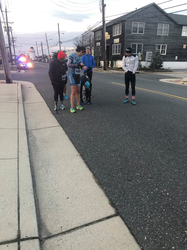 Athletes along the 2019 Brigantine, New Jersey Reverse Super Sprint Triathlon.