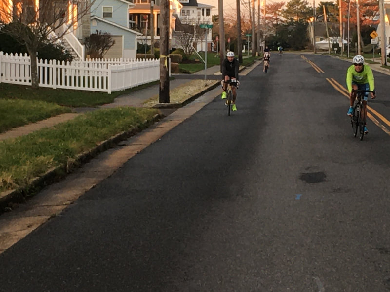 Cyclists in the Brigantine, New Jersey Reverse Super Sprint Triathlon. 